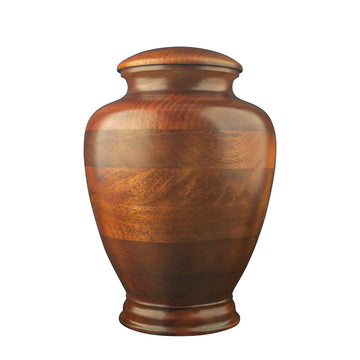 Artistic Dark Solid Wood Urn