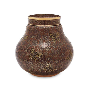 Amber Butterfly Cloisonne Urn
