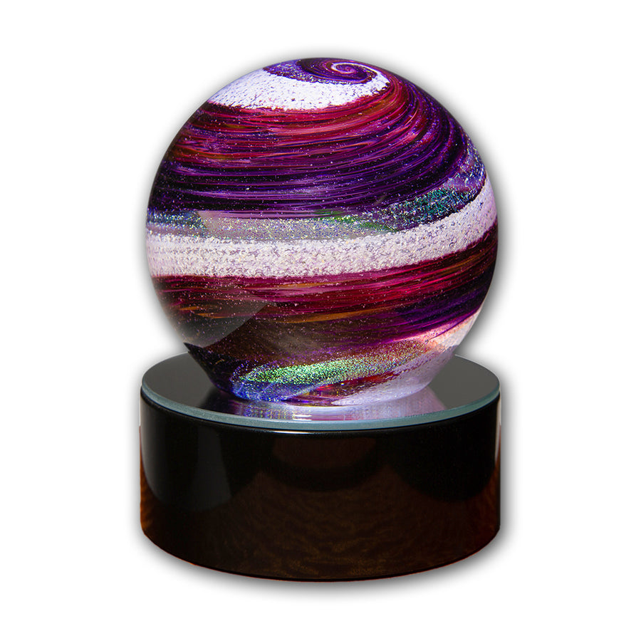 Orb Burgundy Purple Gold On Lighted Base