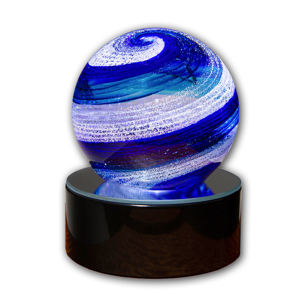 Orb Aqua Navy Silver On Lighted Base – Flintoft's Funeral Home and