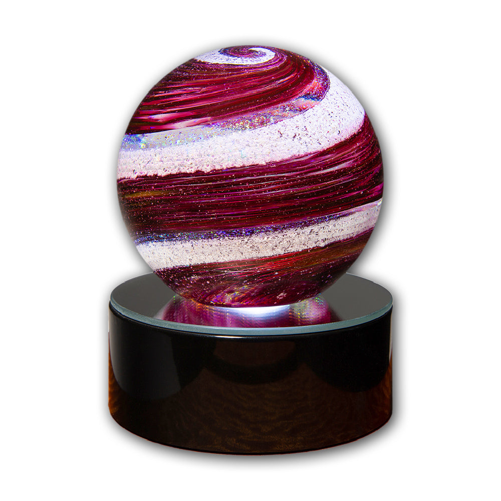 Orb Burgundy Gold On Lighted Base