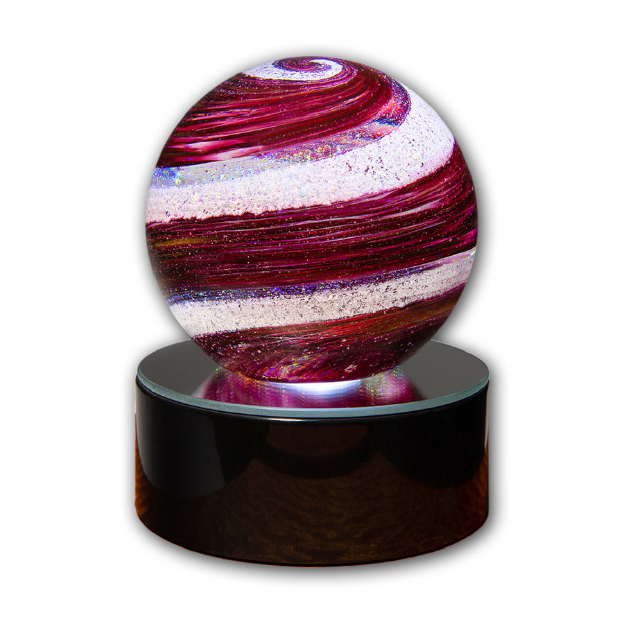 Orb Burgundy Gold On Lighted Base