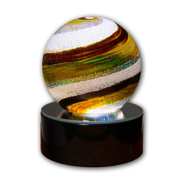 Orb Brown Amber Gold On Lighted Base