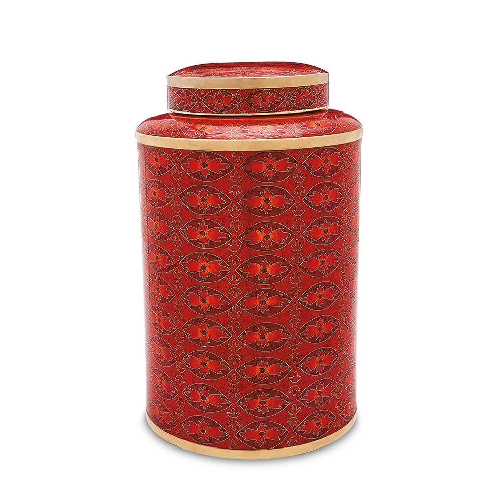 Red Rosette Cloisonne Urn