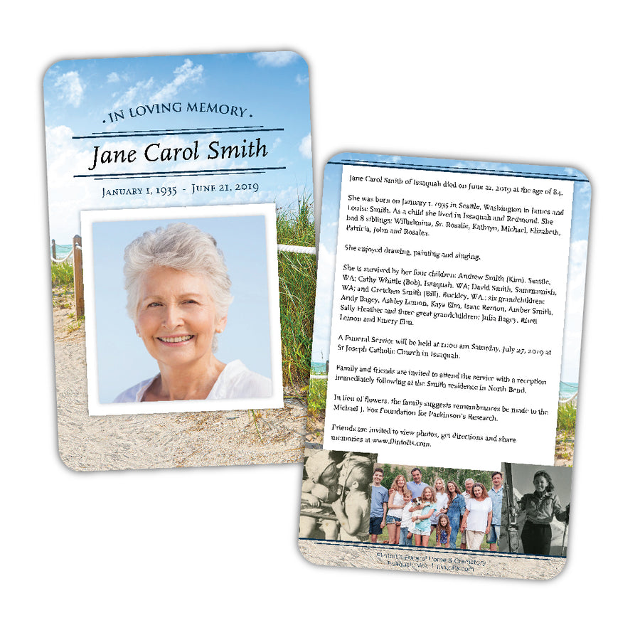 Beach Memories Memorial Card